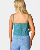 Girly Girl Rhinestone Crop Top - Turquoise