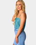 Girly Girl Rhinestone Crop Top - Turquoise