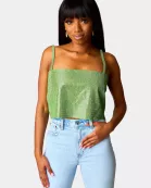 Girly Girl Rhinestone Crop Top - Emerald