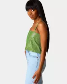 Girly Girl Rhinestone Crop Top - Emerald