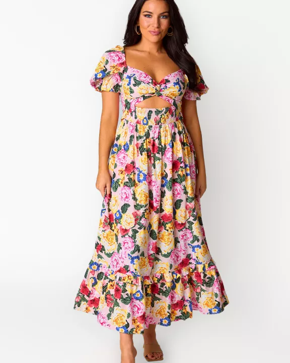 Ross Cut Out Midi Dress - Monet