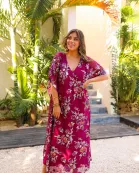 Atlas Sequin Caftan Maxi Dress - Red Sangria