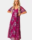 Atlas Sequin Caftan Maxi Dress - Red Sangria