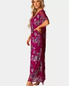 Atlas Sequin Caftan Maxi Dress - Red Sangria