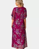 Atlas Sequin Caftan Maxi Dress - Red Sangria