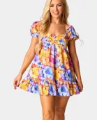Diego Babydoll Mini Dress - Pansy