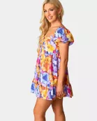 Diego Babydoll Mini Dress - Pansy