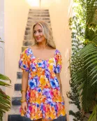 Diego Babydoll Mini Dress - Pansy