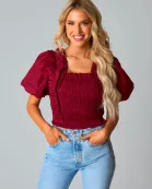 Tandy Puff Sleeve Top - Maroon