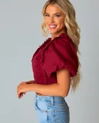 Tandy Puff Sleeve Top - Maroon