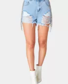 Raven Rhinestone Denim Shorts - Light Wash