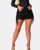 Lacey Distressed Denim Shorts - Black