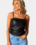 Jolee Vegan Leather Tank Top - Black