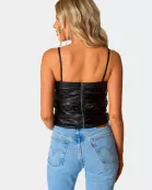 Jolee Vegan Leather Tank Top - Black