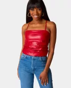 Jolee Vegan Leather Tank Top - Crimson