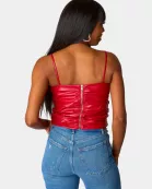 Jolee Vegan Leather Tank Top - Crimson