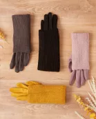 Three-In-One Knit Gloves - Dusty Lavender