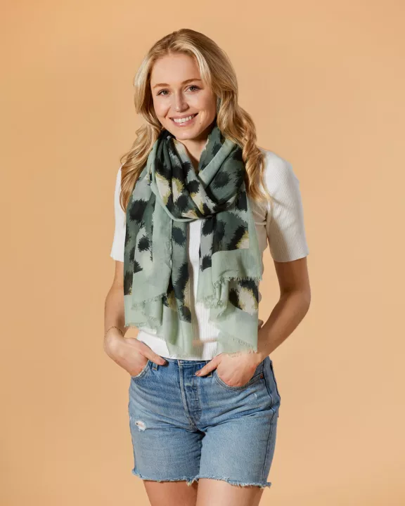 Leopard Print Scarf - Green