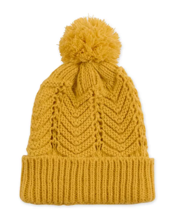 Cheveron Knit Hat - Mustard Yellow