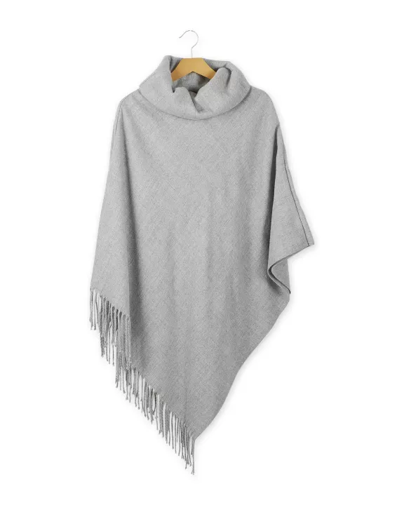 Grey Fringe Poncho