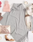 Grey Fringe Poncho