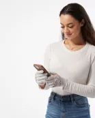Sparkle Leopard Texting Knit Goves - Cream
