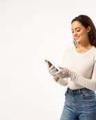 Sparkle Leopard Texting Knit Goves - Cream