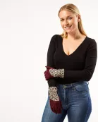 Leopard Button Gloves - Wine