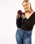 Leopard Button Gloves - Wine