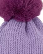 Plush Knit Pom Pom Beanie - Purple