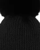 Plush Knit Pom Pom Beanie - Black