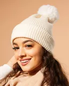 Plush Knit Pom Pom Beanie - Cream