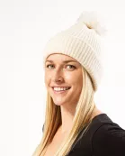 Plush Knit Pom Pom Beanie - Cream