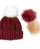 Snap On Pom Pom Beanie - Wine