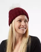 Snap On Pom Pom Beanie - Wine