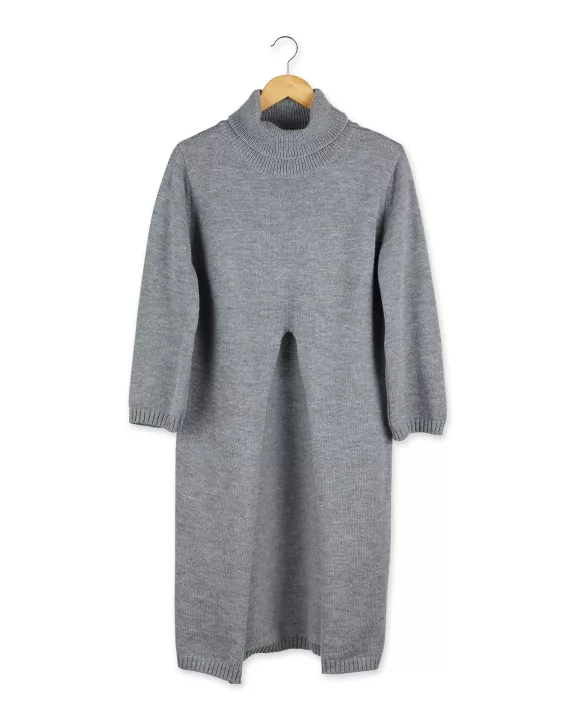 Long Courtney Slit Poncho - Gray