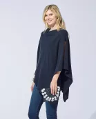 Elegant Solid Cotton Poncho - Black