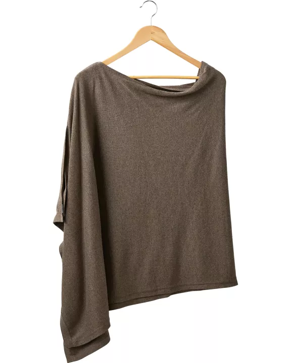 Elegant Solid Cotton Poncho - Taupe