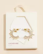 Radiant Sunburst Gold Hoop Earrings with Sparkling Crystals