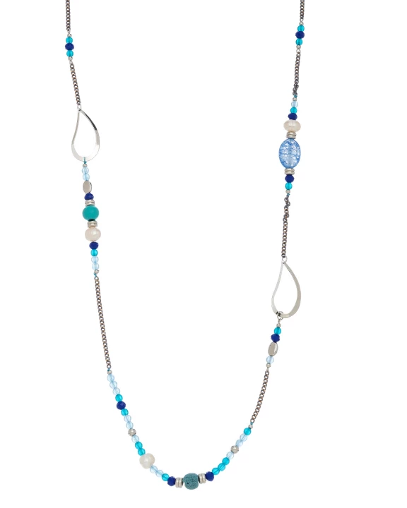 Droplet & Bead Multi Row Necklace