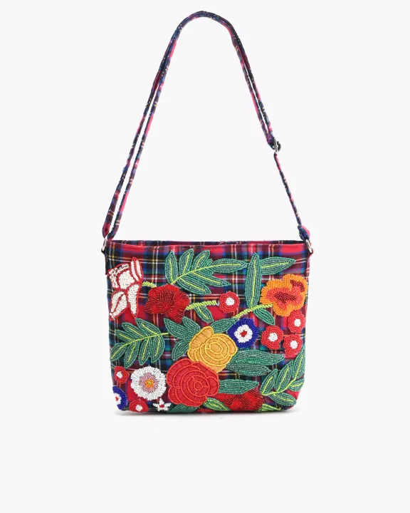 Plaid Pop Floral Shoulder Bag