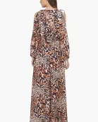 Set of 6 Brown Leopard Cold Shoulder Maxi Dress (S,M,L)