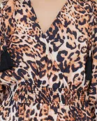 Set of 6 Brown Leopard Cold Shoulder Maxi Dress (S,M,L)