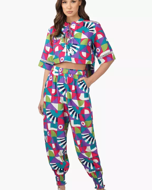 Set of 6 Geo Toucan Viscose Pants (S,M,L)