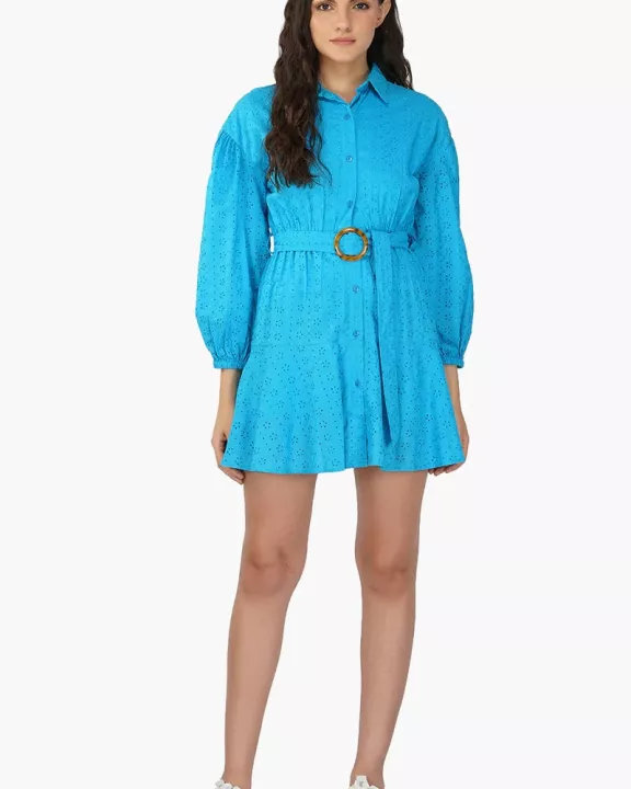 Set of 6 Maya Blue Drop Shoulder Dress (S,M,L)