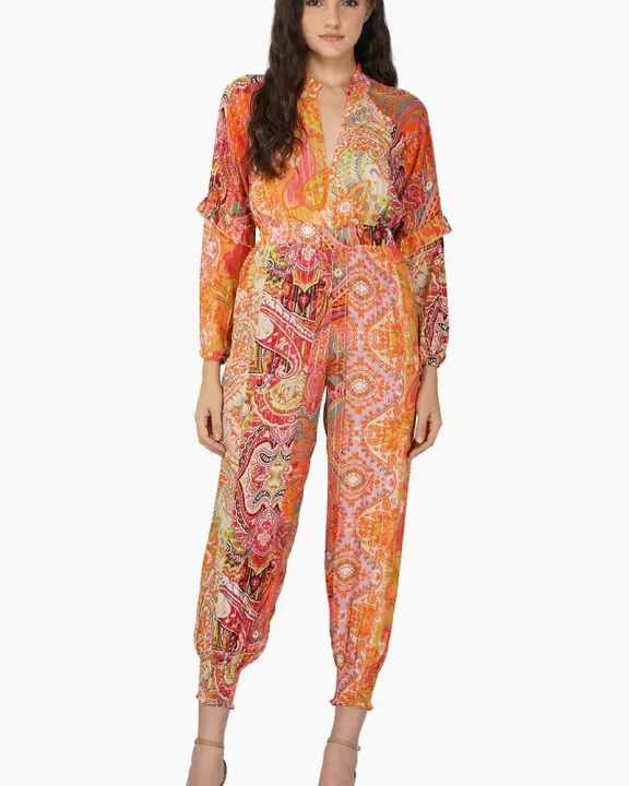 Set of 6 Multi Palm Paisley Jumpsuit (S,M,L)