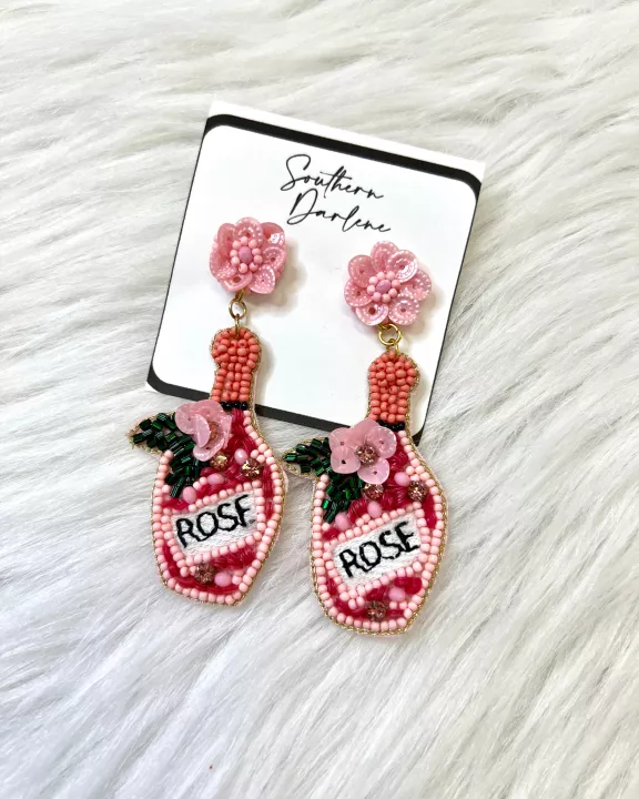 Pink Rose Earrings
