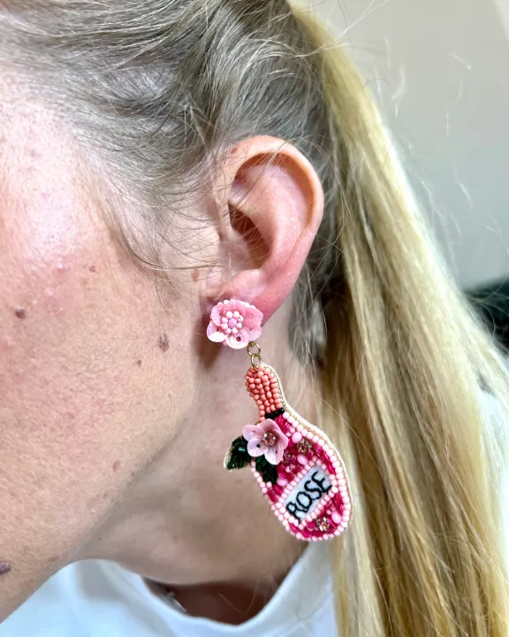 Pink Rose Earrings