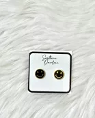 Happy Face Metal Stud Earrings