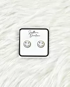 Happy Face Metal Stud Earrings